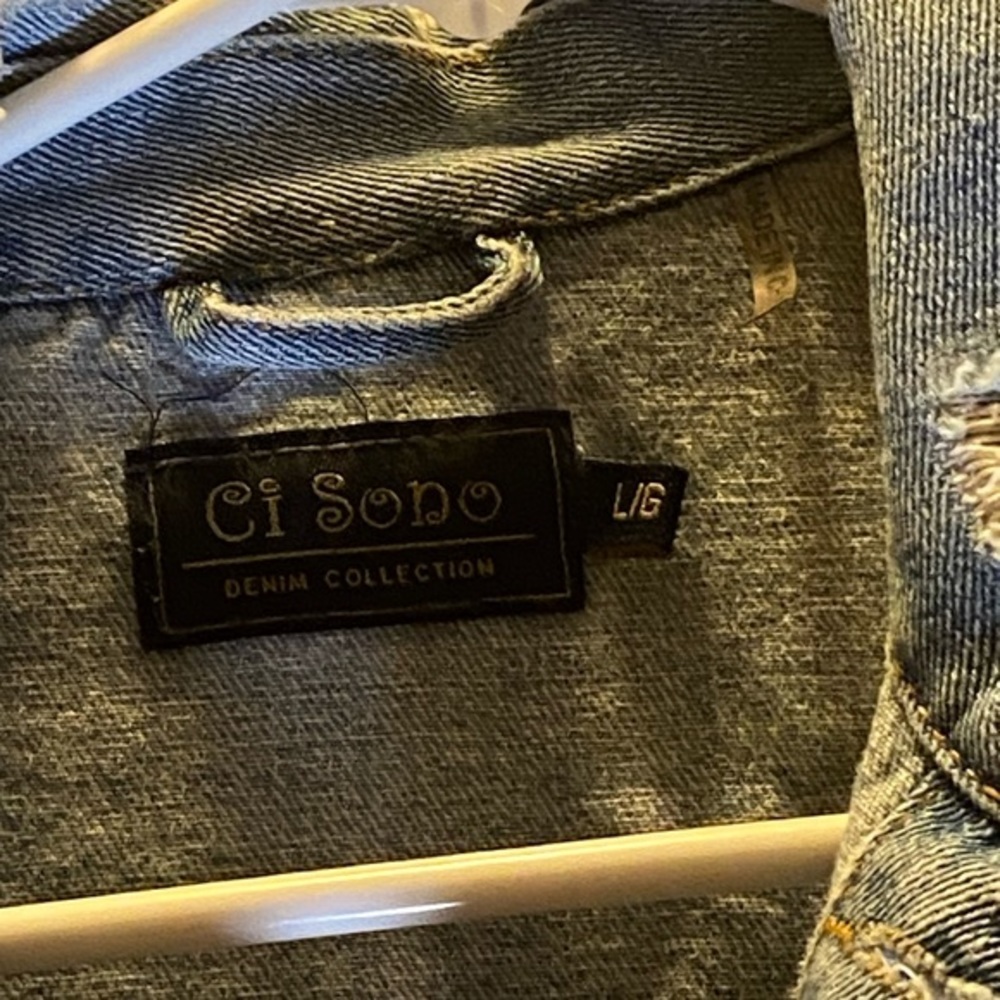 Ci Sono Denim Jacket Sz M Distressed Ripped Light‎ Blue Model DJK53 Womens L - Picture 9 of 10